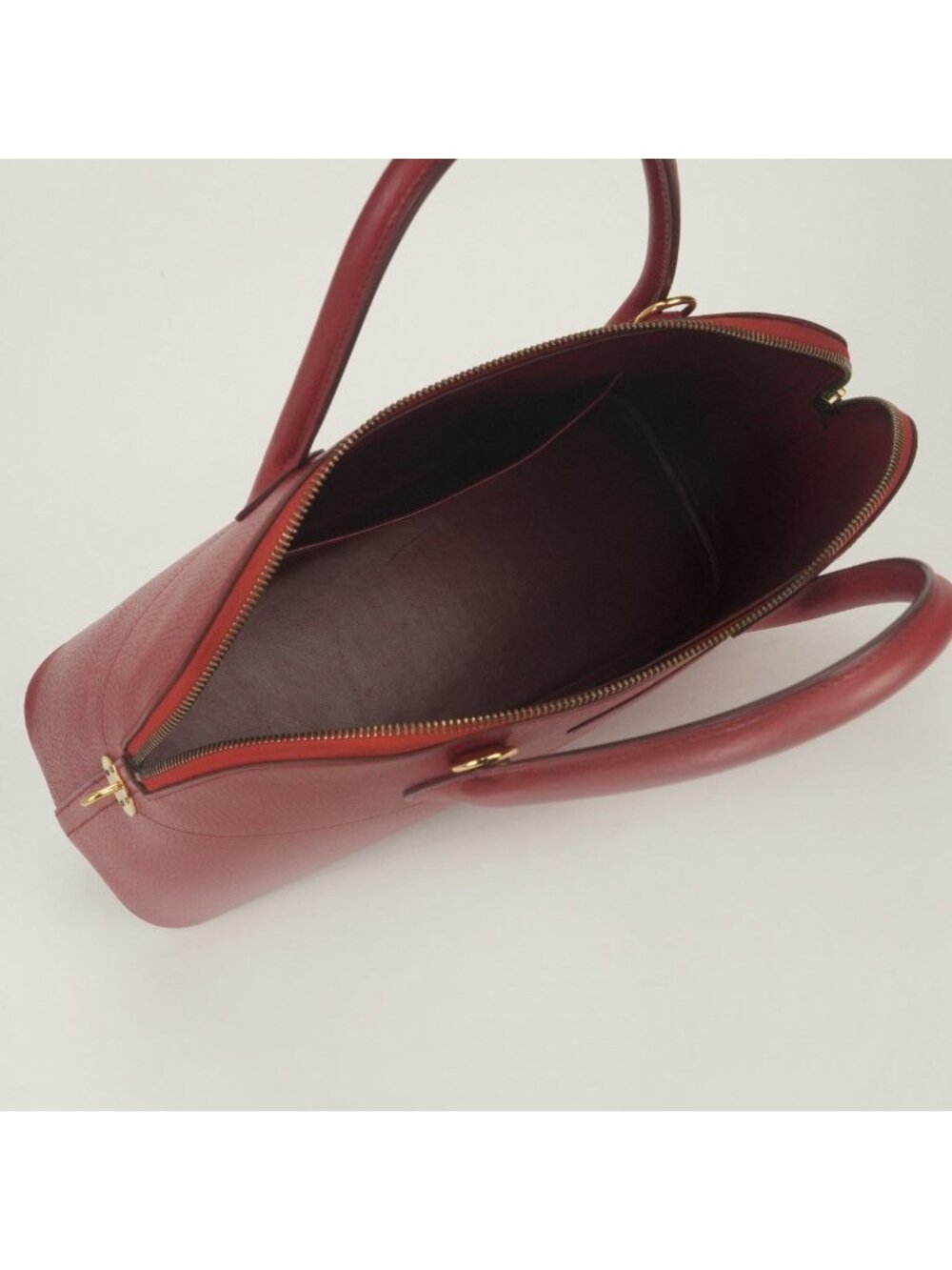 Hermes Bolide 35 Tote Shoulder Bag Ardennes Rouge Vif Rougevif Red Gold 2-Way - Picture 8 of 9
